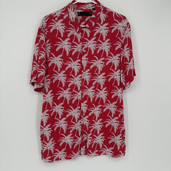AllSaints Other - AllSaints Shirt Mens Large Red Palm Tree Hawaiian Camp Button Up Aloha Viscose